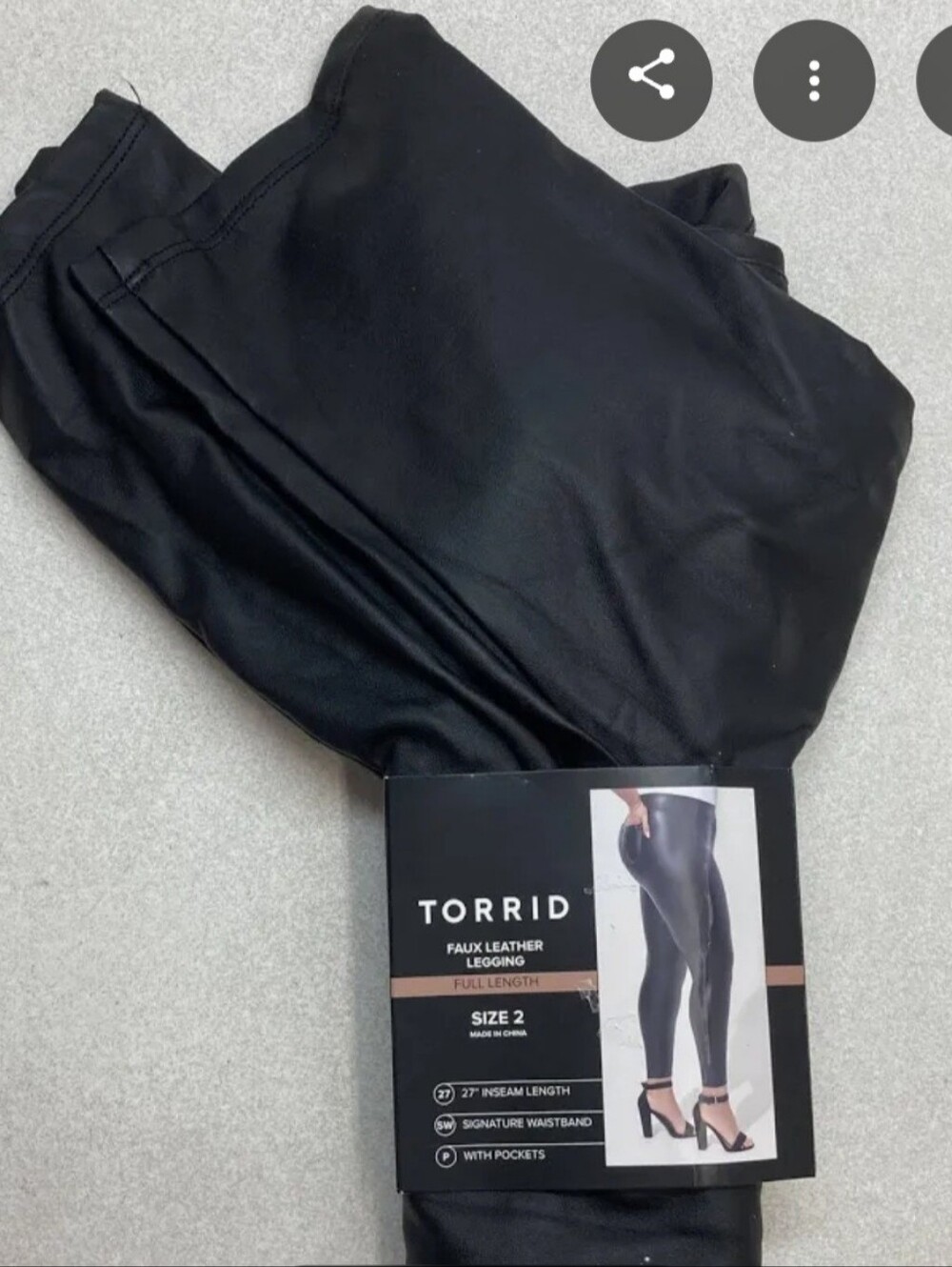 torrid Black Faux Leather Leggings With Back Pockets! Size 0. Worn Once!